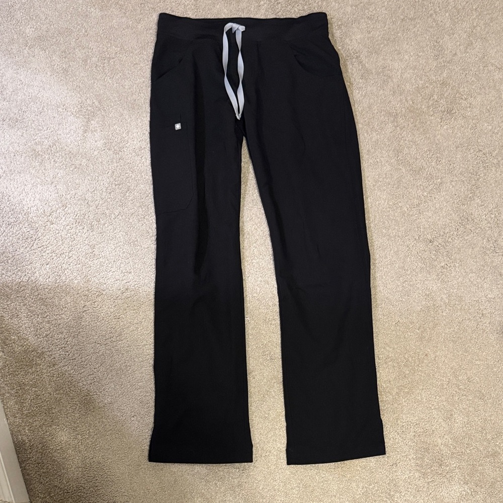 Figs Women's Black kade pant with Gray Drawstring